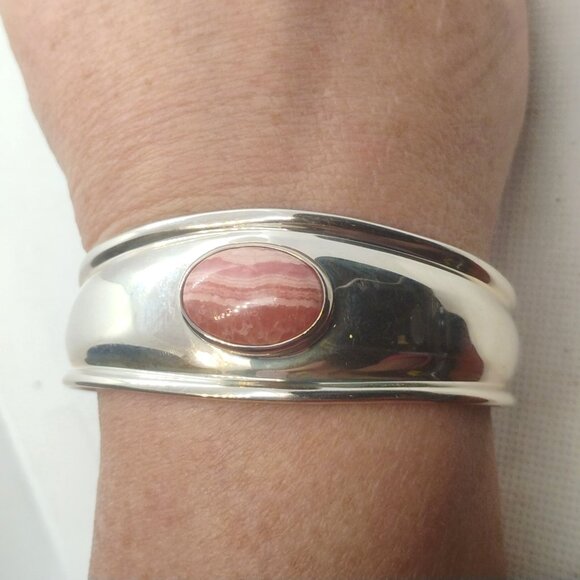 Espo Joseph Esposito Sterling Silver Rhodochrosite Cuff Bracelet - Picture 2 of 9